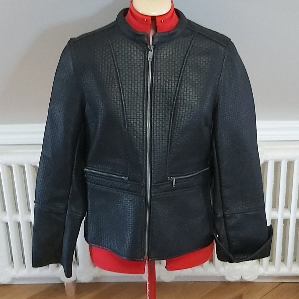 Black faux embossed leather jacket